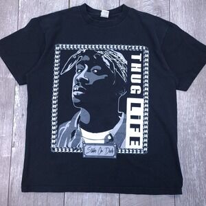 Shaka T Shirt Mens Size XL Black Tupac Thug Life Graphic Streetwear Tee